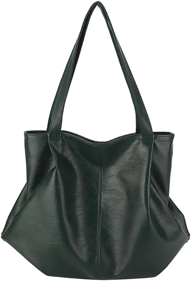 Fashion Tote Bags for Women Soft PU Leather Shoulder Bag Pleated Handbags Y2k Purses Large Top Handle Satchel