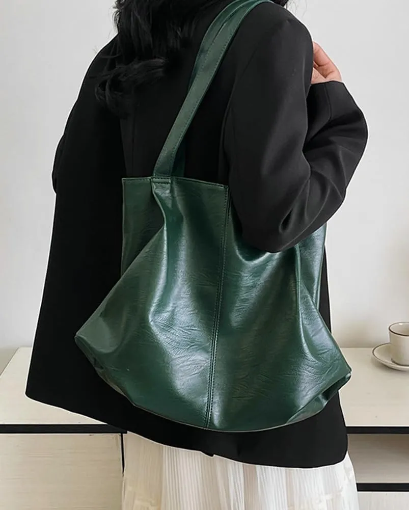 Fashion Tote Bags for Women Soft PU Leather Shoulder Bag Pleated Handbags Y2k Purses Large Top Handle Satchel