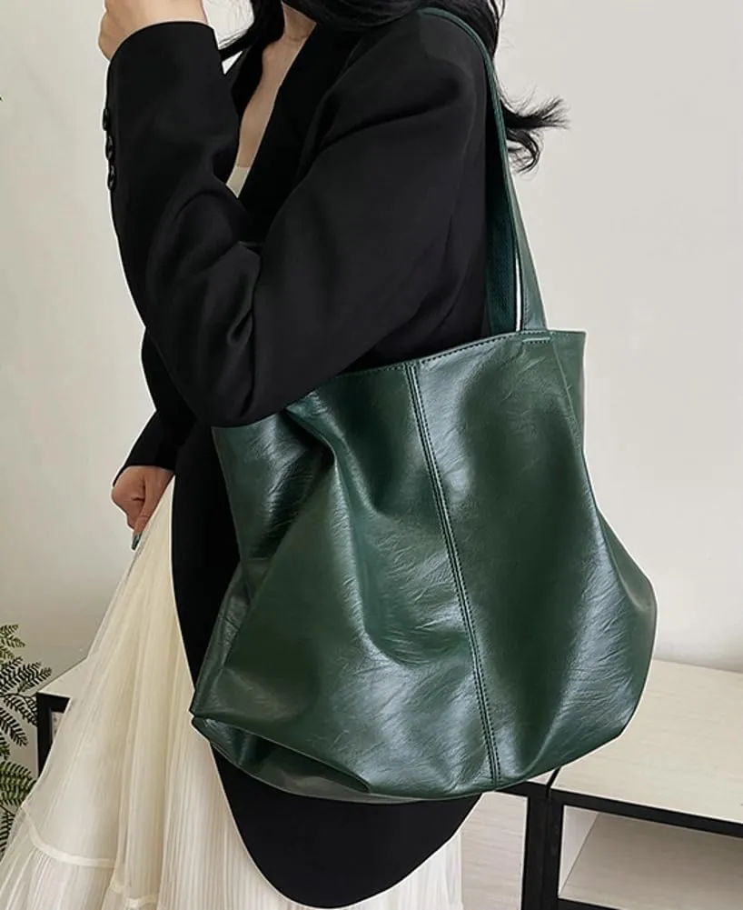 Fashion Tote Bags for Women Soft PU Leather Shoulder Bag Pleated Handbags Y2k Purses Large Top Handle Satchel