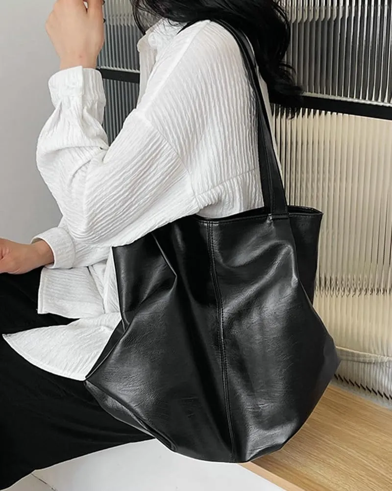 Fashion Tote Bags for Women Soft PU Leather Shoulder Bag Pleated Handbags Y2k Purses Large Top Handle Satchel