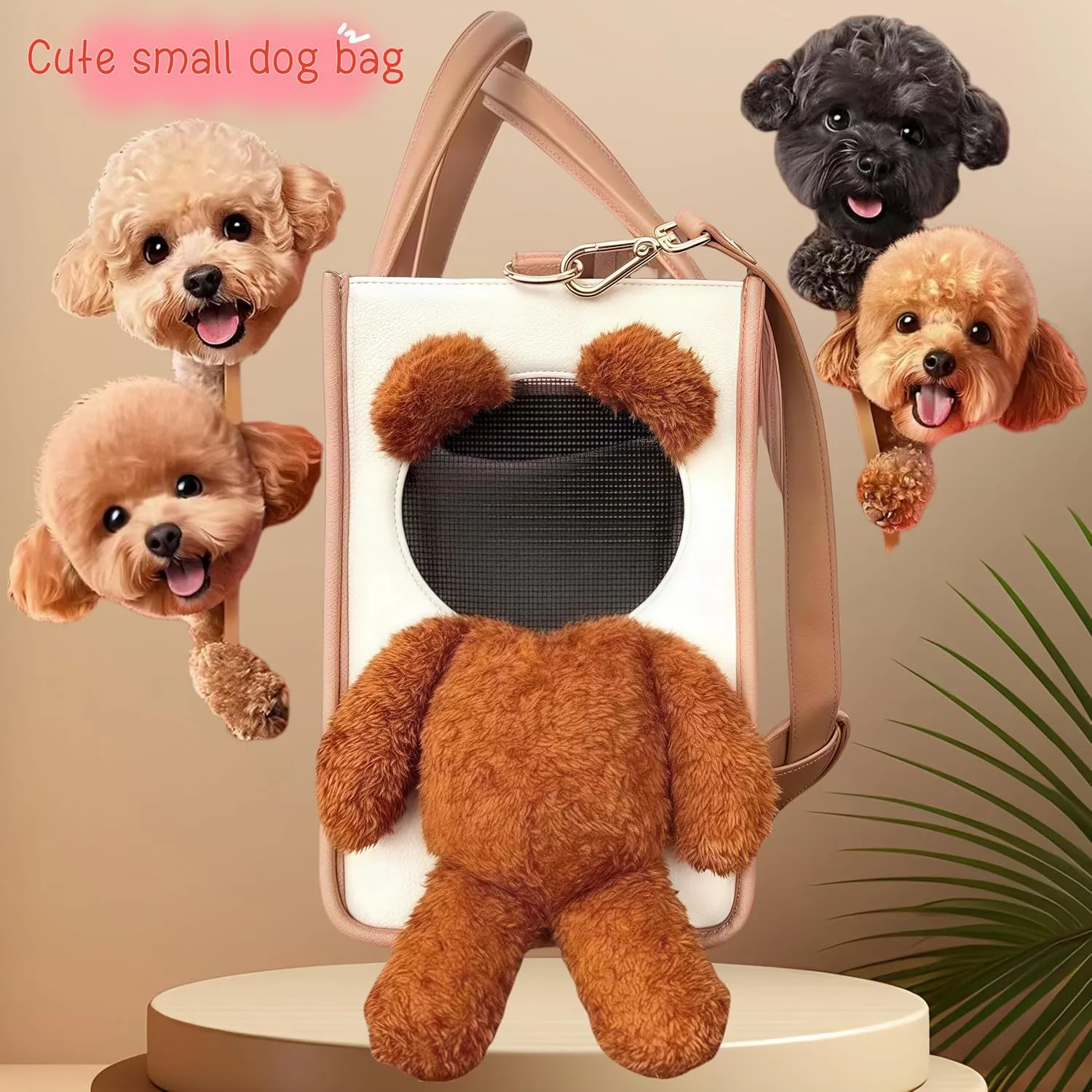 Fashionable Small Dog Bag Carrier PU Leather Dog Purse Convenient Pet Tote for Small and Medium Sized Dogs and Cats Puppy Bag Stylish Pet Handbag for Going Out and Travel (Large)