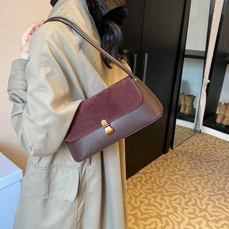Faux Leather Small Flap Underarm Bags