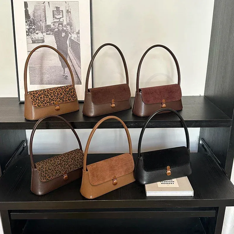 Faux Leather Small Flap Underarm Bags