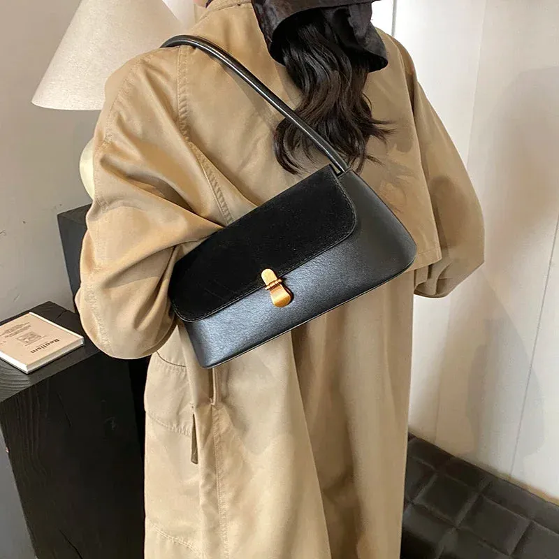 Faux Leather Small Flap Underarm Bags