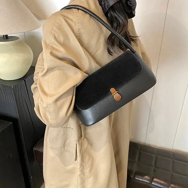 Faux Leather Small Flap Underarm Bags
