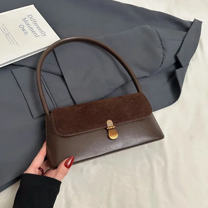 Faux Leather Small Flap Underarm Bags