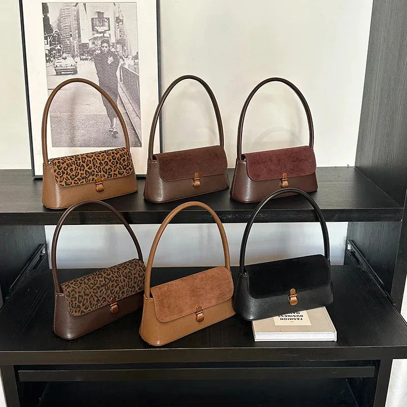 Faux Leather Small Flap Underarm Bags