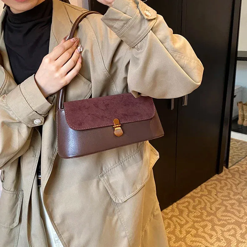 Faux Leather Small Flap Underarm Bags