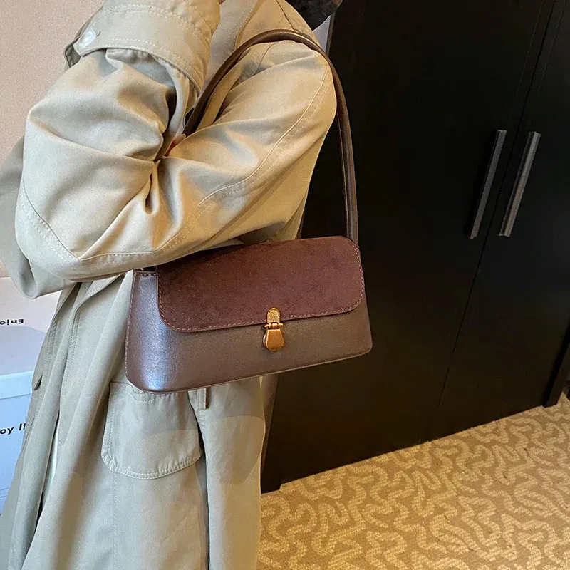 Faux Leather Small Flap Underarm Bags