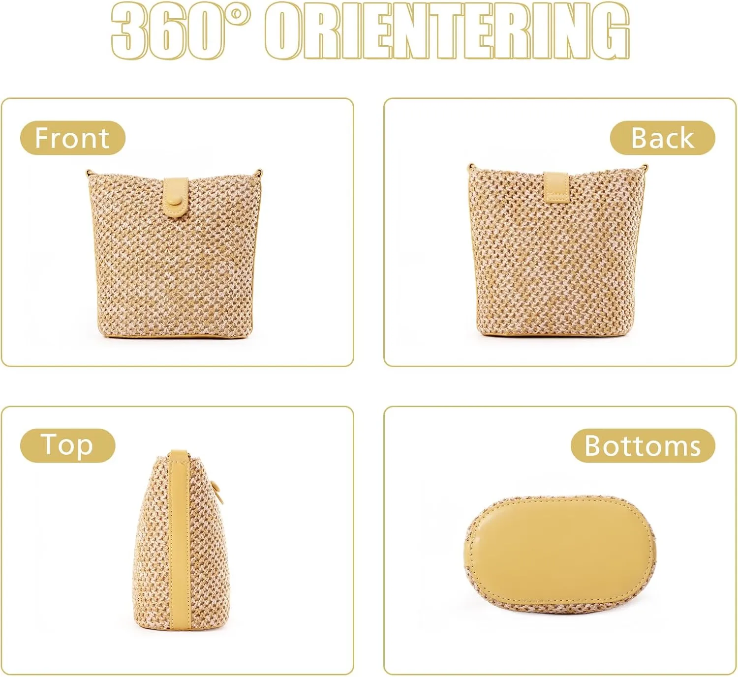 Fecialy Straw Crossbody Bag for Women Handmade Rattan Shoulder Bags Beach Summer Handwoven Straw Clutch Purse