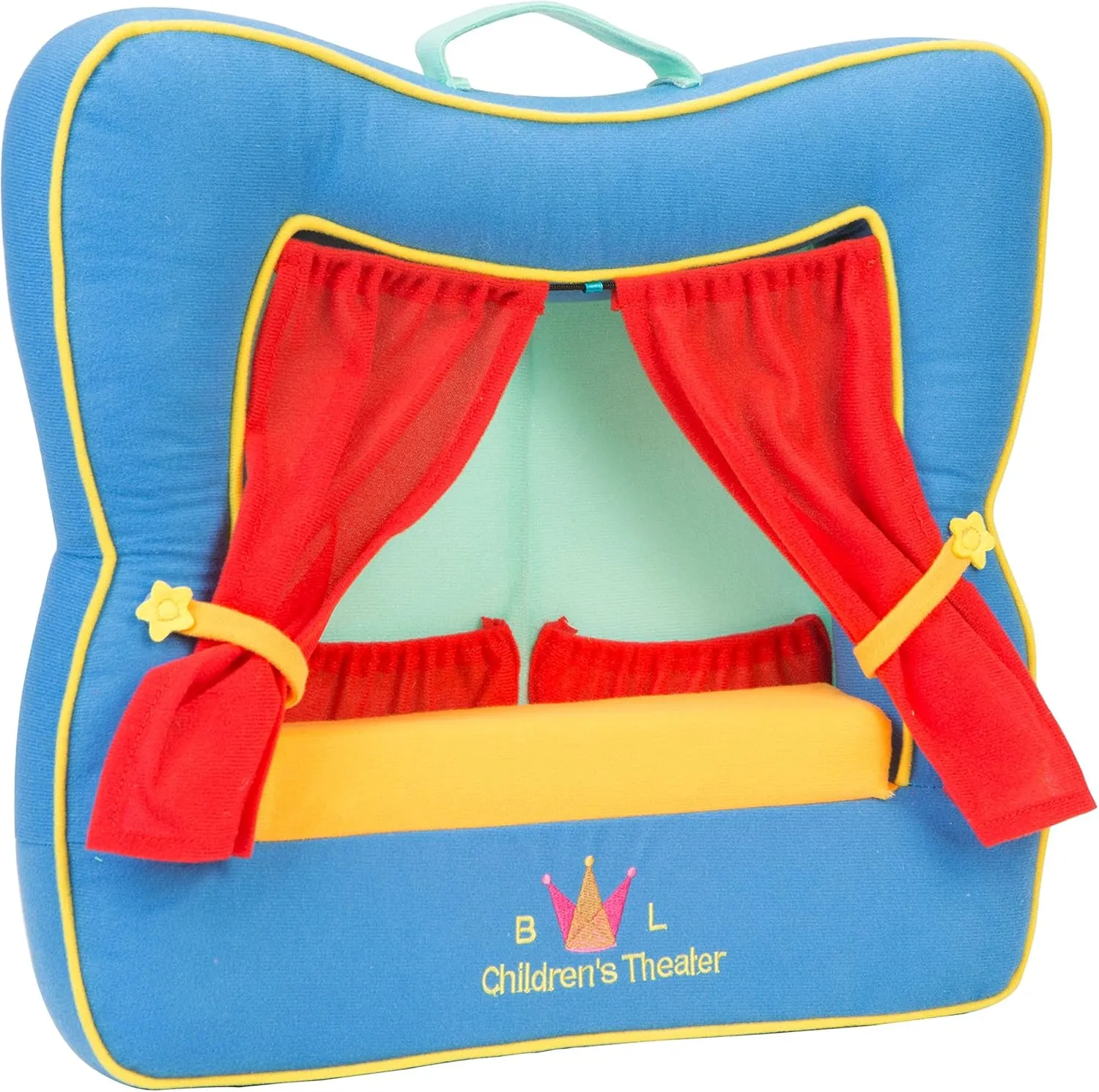 Finger Puppet Theater Stage by Better Line - Set Includes 6 Finger Family Puppets - Portable Plush Finger Puppet Theater is The Best Preschool Kids (Blue)