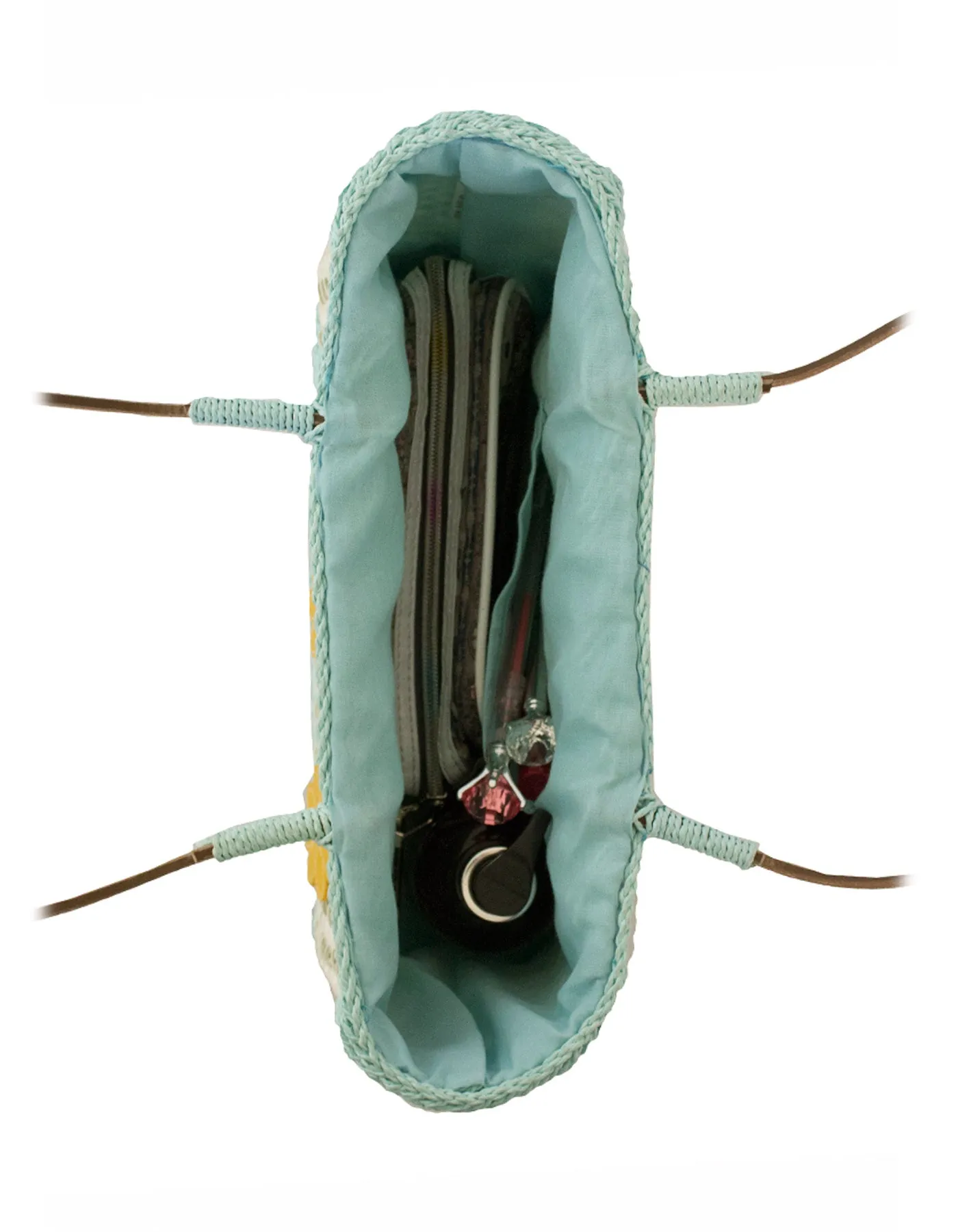 Fino SCM04313 Flower Design Straw /Beach Bag