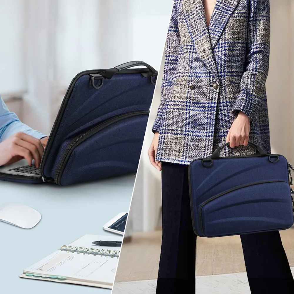 FINPAC 11-11.6 Inch Chromebook Sleeve Case - Protective Briefcase Shoulder Bag with Accessory Pouch for Up to 11.6" Laptop Notebook Ultrabook, Navy