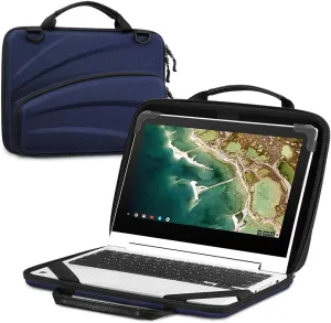 FINPAC 11-11.6 Inch Chromebook Sleeve Case - Protective Briefcase Shoulder Bag with Accessory Pouch for Up to 11.6" Laptop Notebook Ultrabook, Navy