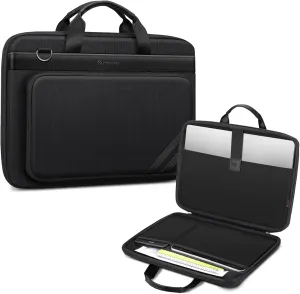 FINPAC 15.6 Inch Laptop Sleeve Case - Briefcase Shoulder Bag with Tablet Pocket and Accessory Pouch for MacBook Air 15, MacBook Pro 15 16 and Up to 15.6" Samsung Lenovo HP Acer ASUS Dell Laptop, Black