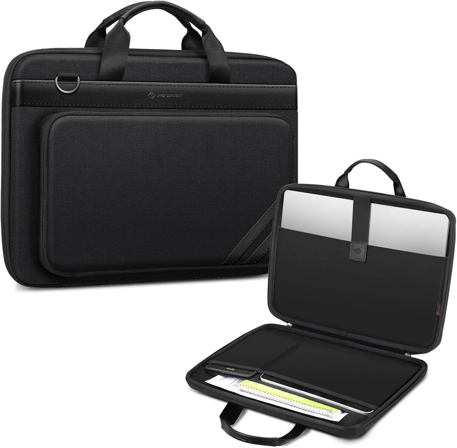 FINPAC 15.6 Inch Laptop Sleeve Case - Briefcase Shoulder Bag with Tablet Pocket and Accessory Pouch for MacBook Air 15, MacBook Pro 15 16 and Up to 15.6" Samsung Lenovo HP Acer ASUS Dell Laptop, Black