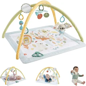 Fisher-Price Baby Playmat Simply Senses Newborn Gym with Mobile & Sensory Activity Toys for Developmental Play Ages 0  Months