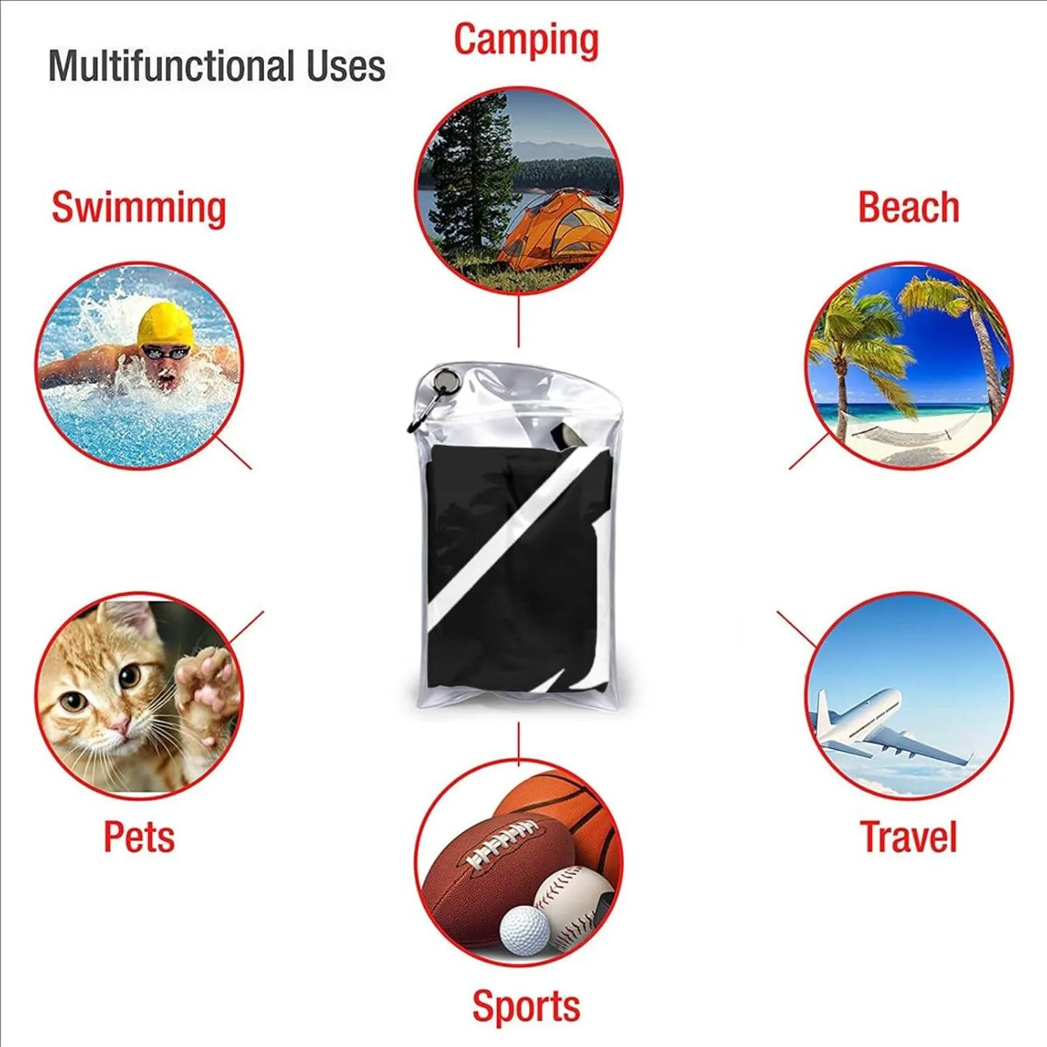 Fisherman's Fish Hook Bite Me Beach Towel with Travel Bag 31.5"x63" Quick Dry Sand Free Lightweight Large Oversized Towels Light Vacation Essentials