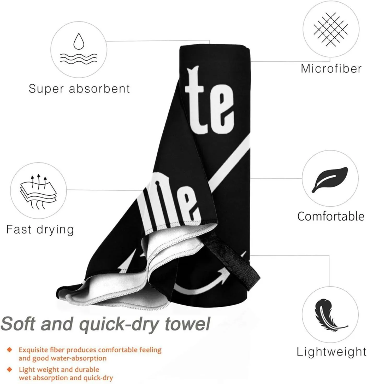 Fisherman's Fish Hook Bite Me Beach Towel with Travel Bag 31.5"x63" Quick Dry Sand Free Lightweight Large Oversized Towels Light Vacation Essentials