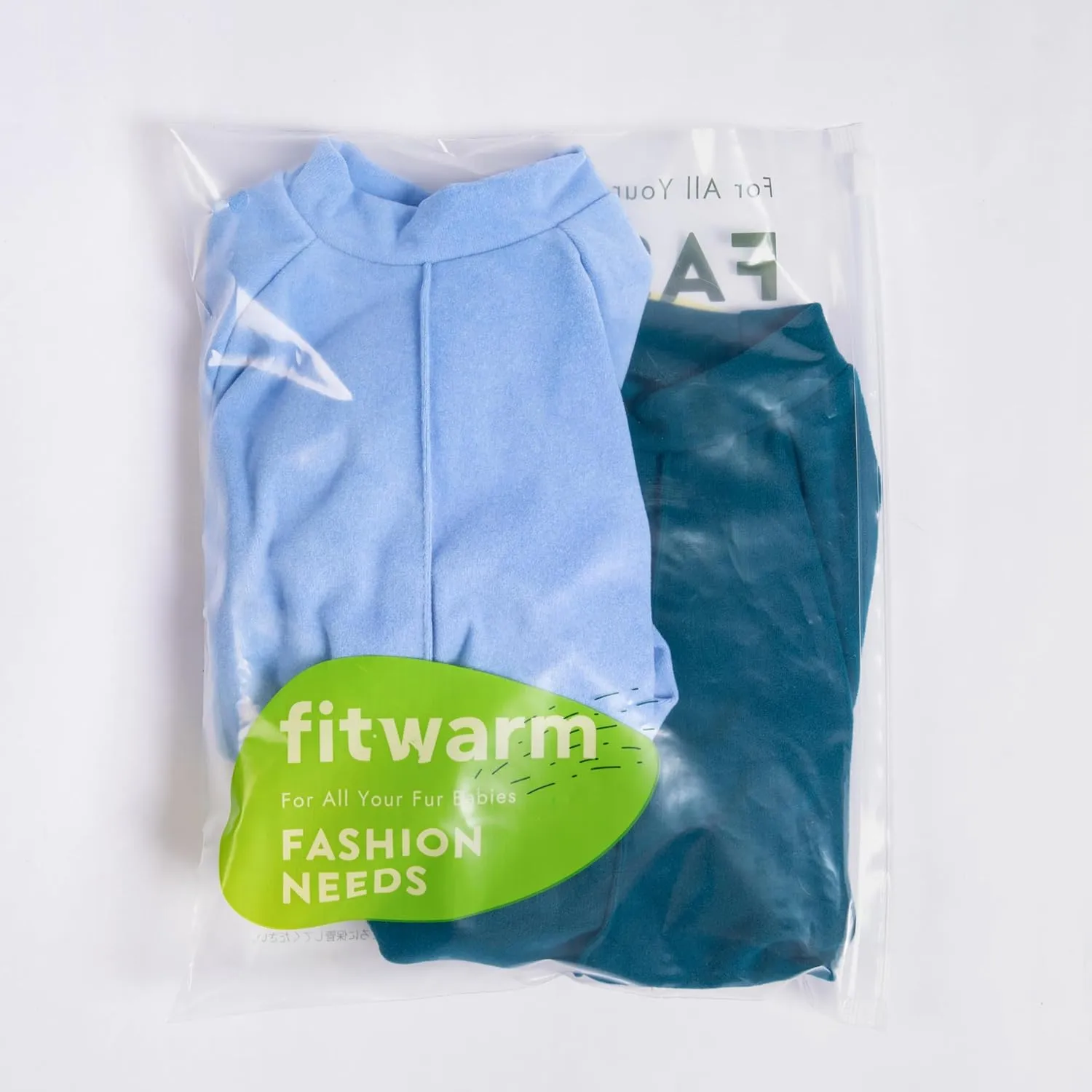 Fitwarm 2 Pack Lightweight Fleece Dog Pajamas, Warm Winter Dog Clothes for Small Dogs Boy Girl, Fuzzy Pet Onesie with Feet, Light Sky Blue, Turquoise, XL