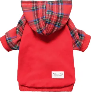 Fitwarm Tartan Plaid Dog Hoodie, Dog Clothes for Small Dogs Girl Boy, Pet Sweatshirt with Hood, Cat Winter Outfit, Red, Green, XXL