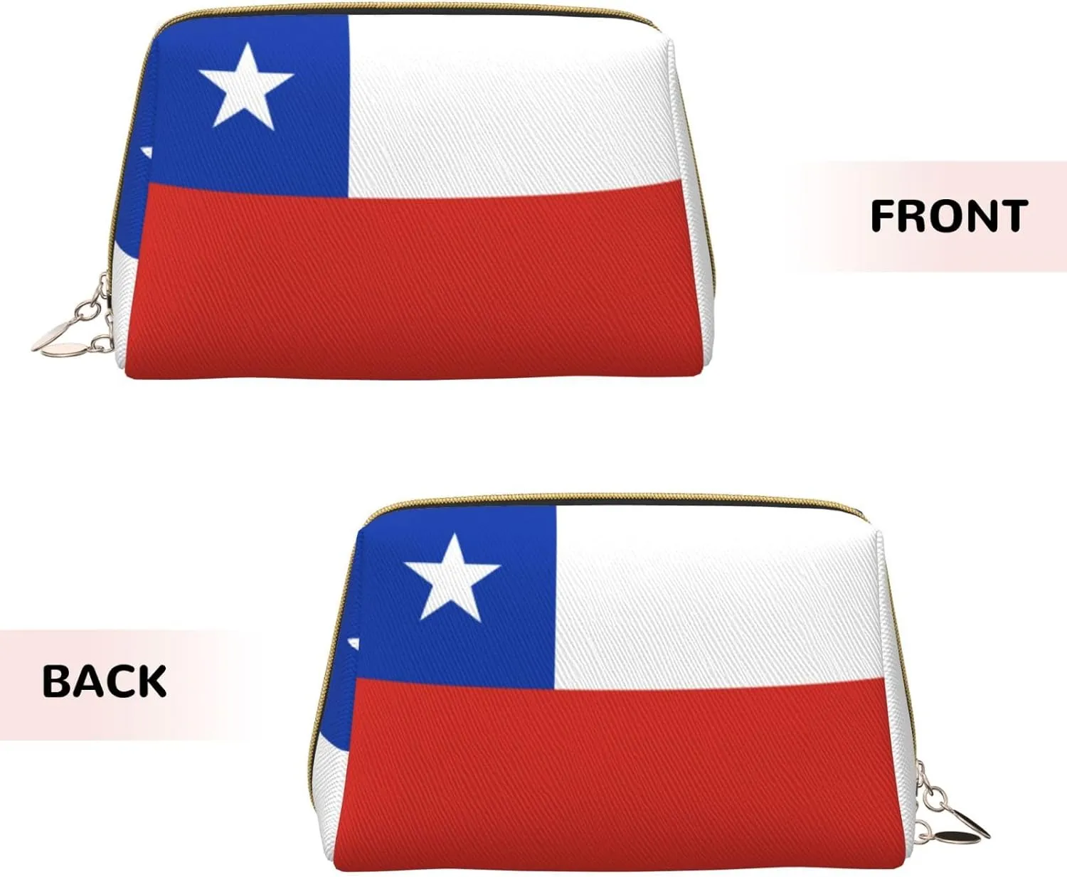 Flag Of Chilemakeup Bag Organizer,Toiletry Cosmetic Bag,Zipper Pouch Brushes Storage Case(Large)