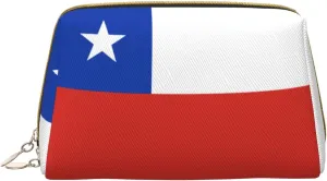 Flag Of Chilemakeup Bag Organizer,Toiletry Cosmetic Bag,Zipper Pouch Brushes Storage Case(Large)