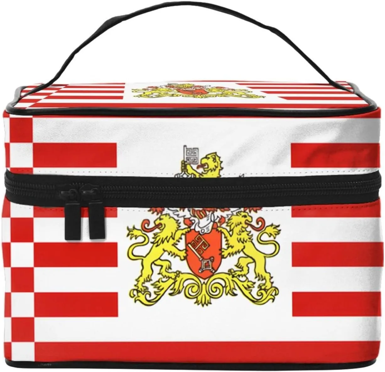Flag of the Senate of Bremen Portable Travel Makeup Bag (9x6.5x6.2 Inch), Large Capacity Makeup Bag for Women, Large Makeup Bag Storage Bag for Girls