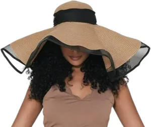 Flex Beach Sun Hat for Women Satin-Lined Rollable Removable Chin Strap UPF50 Big-Head Friendly with Travel Bag