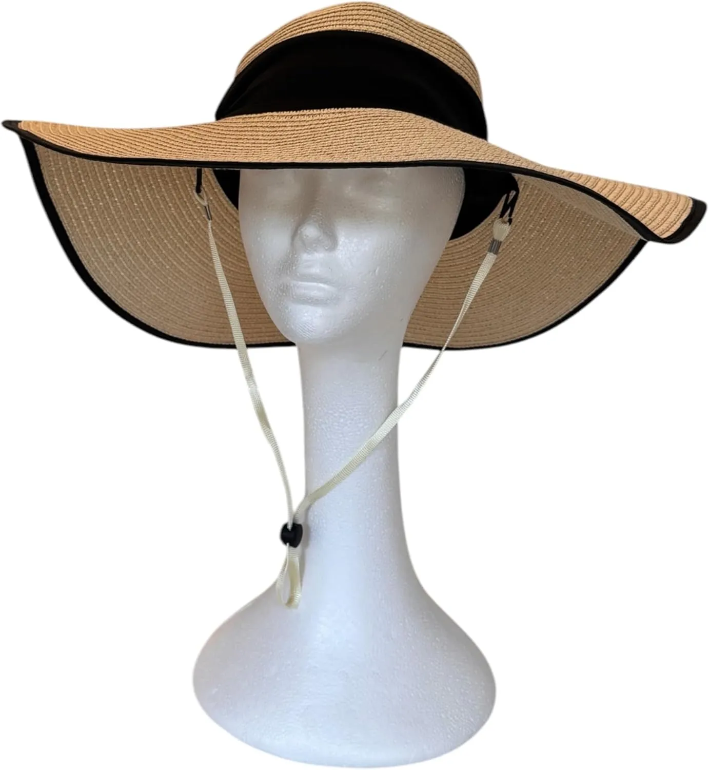 Flex Beach Sun Hat for Women Satin-Lined Rollable Removable Chin Strap UPF50 Big-Head Friendly with Travel Bag