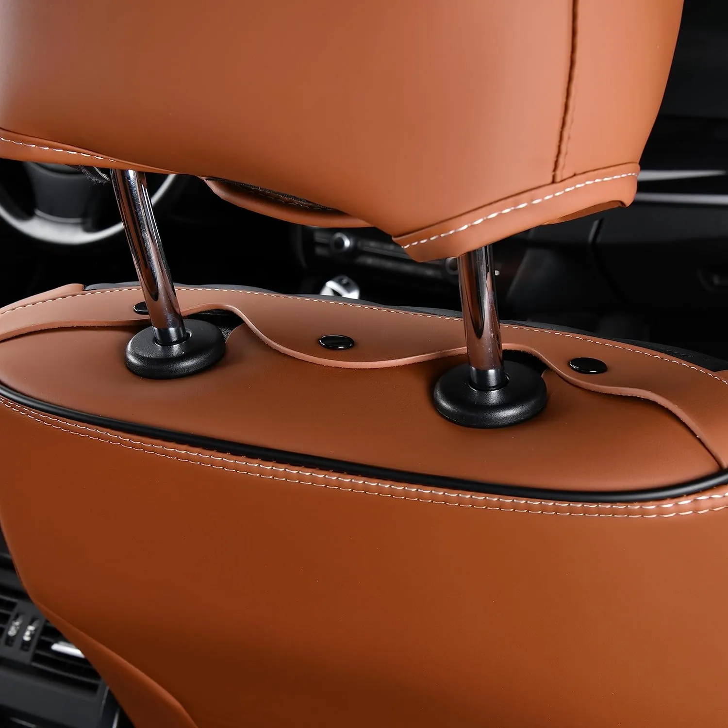 FLORICH Leather Seat Covers, Seat Covers Full Set, Car Seat Protectors 5 Seats,Automotive Seat Covers Fit for Most Cars Trucks-Brown&Black