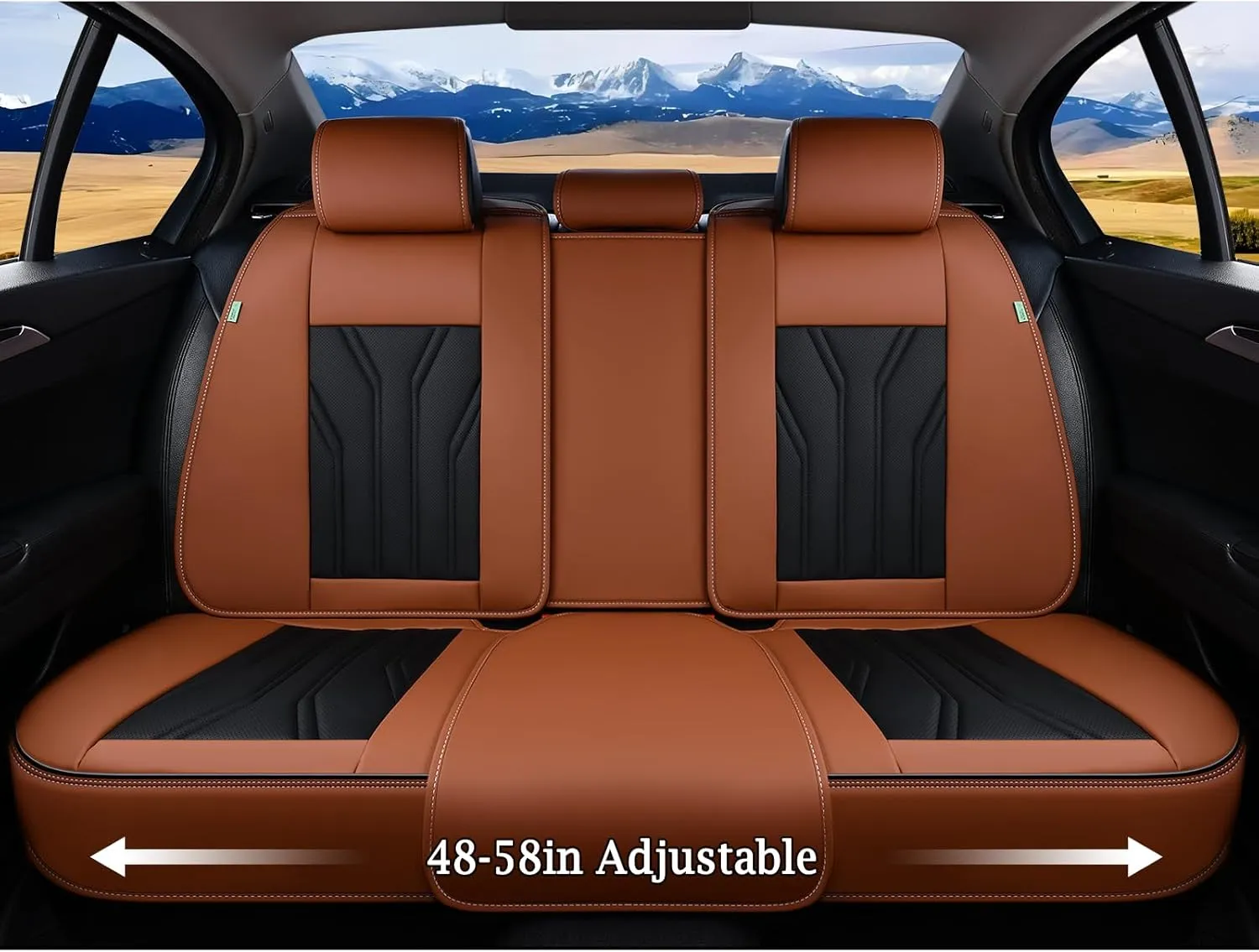 FLORICH Leather Seat Covers, Seat Covers Full Set, Car Seat Protectors 5 Seats,Automotive Seat Covers Fit for Most Cars Trucks-Brown&Black