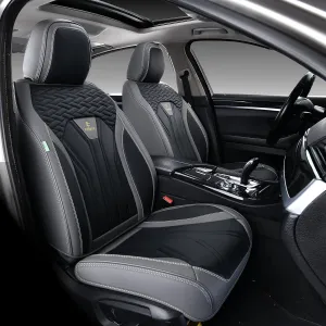 FLORICH Seat Covers for Cars, Waterproof Seat Covers, Leather Car Seat Covers 2 Pack, Universal Seat Cushion Protector for Most Cars Trucks SUV-Gray&Black
