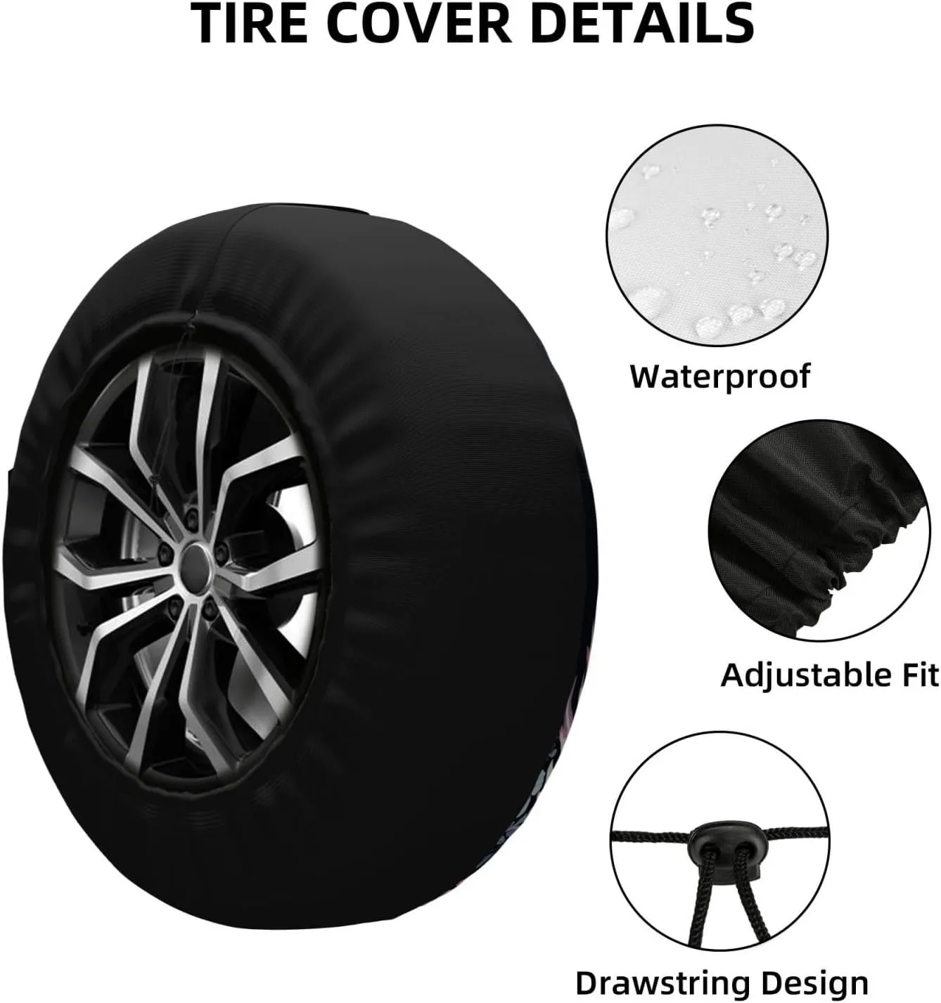 Flower Heart Chicken Tire Cover Outdoor Waterproof Snow Sun Rain Wheel Cover Portable Wheel Bags Camper Spare Tire Cover Universal Car Tire Protectors for Trailer RV SUV