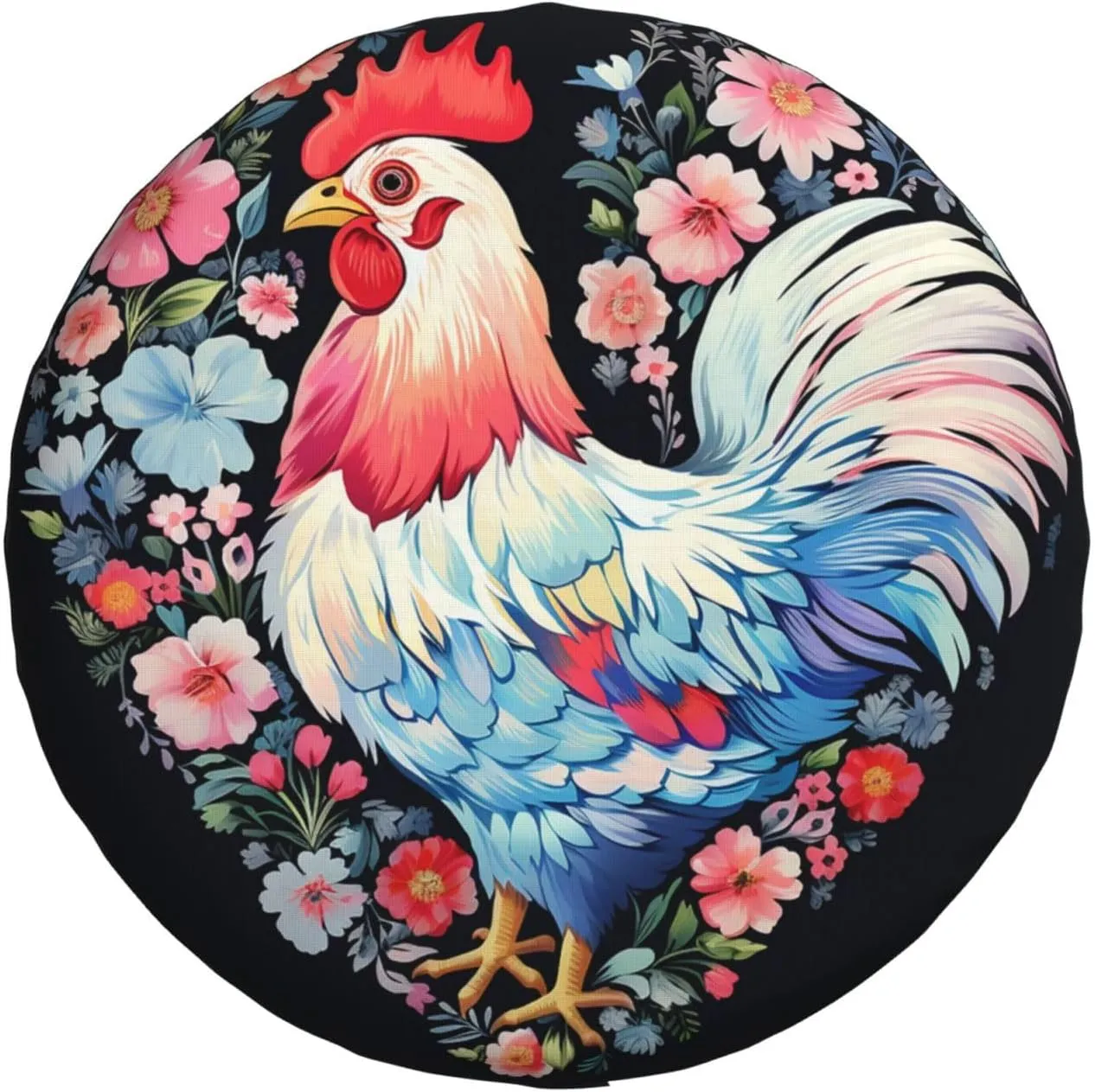 Flower Heart Chicken Tire Cover Outdoor Waterproof Snow Sun Rain Wheel Cover Portable Wheel Bags Camper Spare Tire Cover Universal Car Tire Protectors for Trailer RV SUV