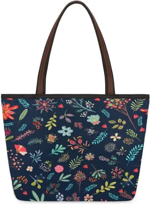 Flower Plant Leaves Herbs Tote Bag for Women Womens Handbags Tote Bags for Travel Beach Gym