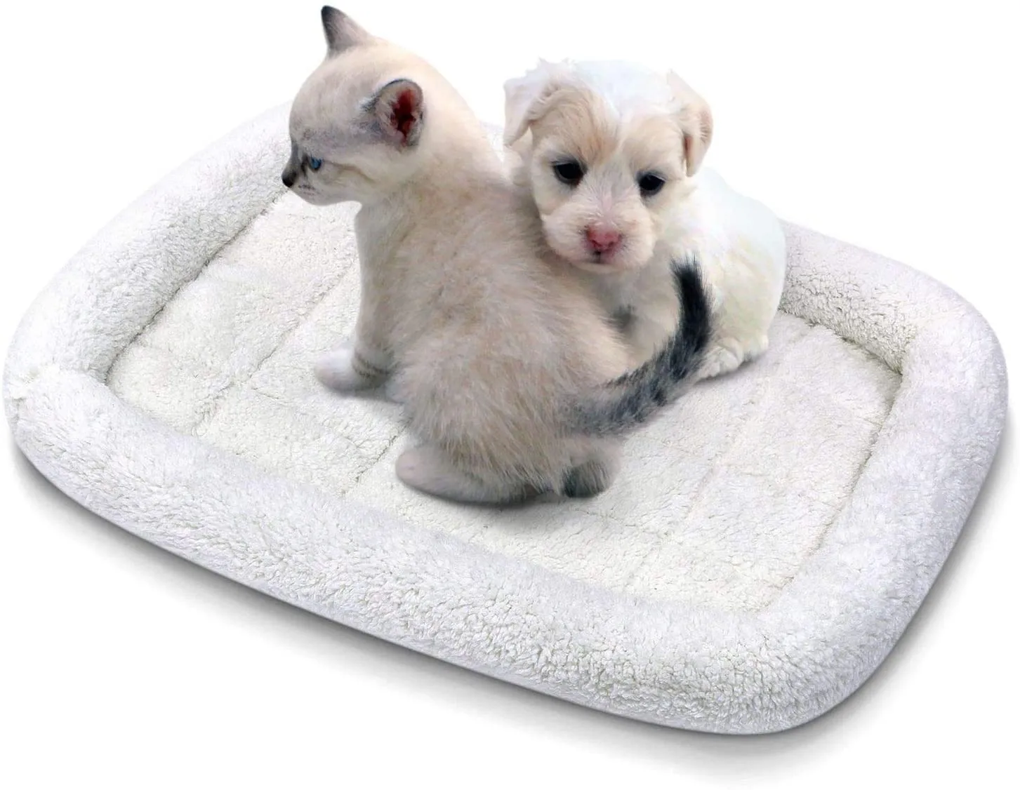 Fluffy Paws Foldable Soft Fleece Pet Crate Mat Bed with Accessories Pocket for Crates, Pet Carriers - for Dogs & Cats, Machine Washable, Anti-Skid Bottom - Small 23” x 18” x 3”