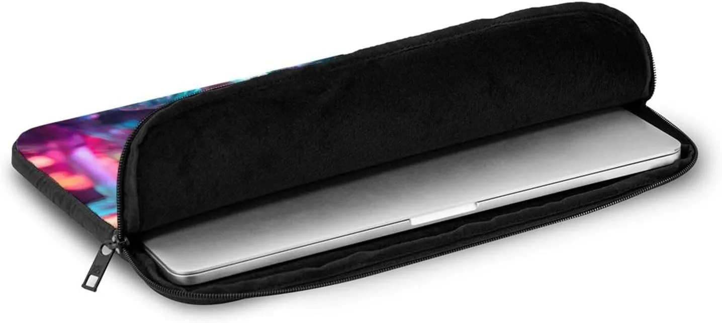 Fluorescent Mushroom Pattern Shockproof Portable Laptop 15 inch Sleeve Bag for Men and Women - Ideal for Business Travel, School, and Daily Use