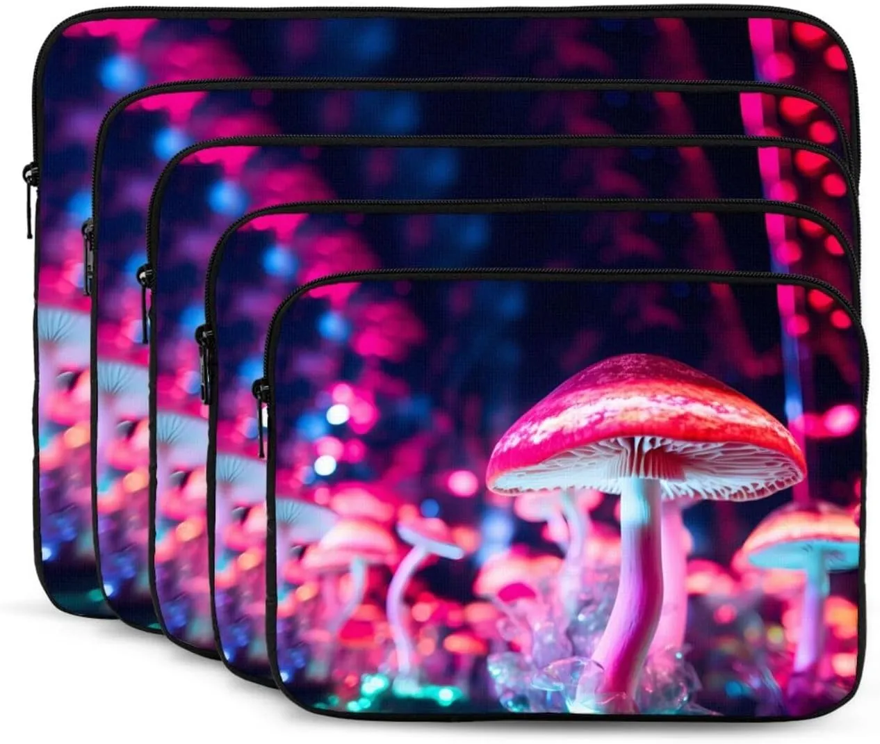 Fluorescent Mushroom Pattern Shockproof Portable Laptop 15 inch Sleeve Bag for Men and Women - Ideal for Business Travel, School, and Daily Use