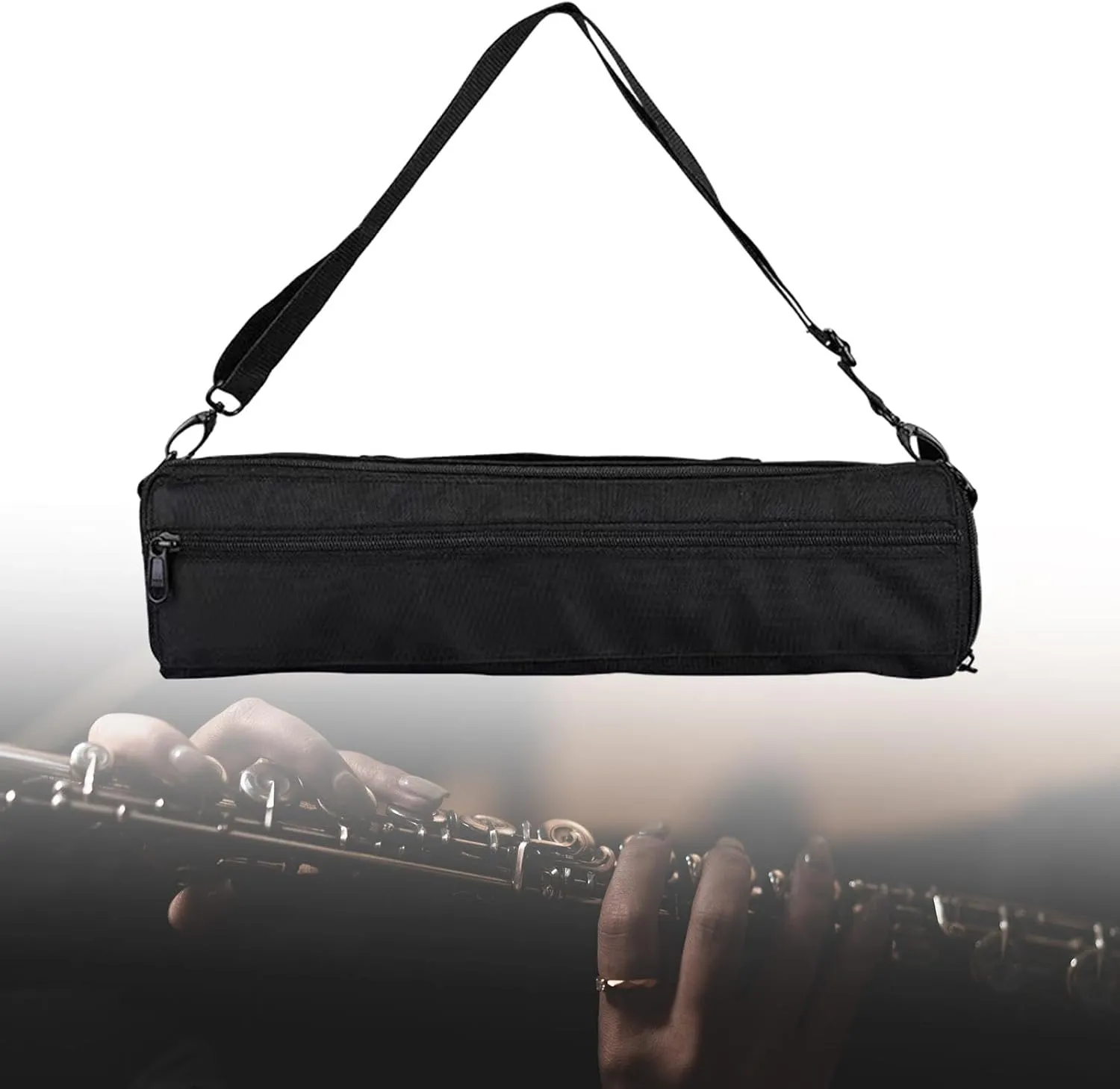 Flute Carrying Case with Adjustable Shoulder Strap Easy to Transport Carry Handle Plush Inside Flute Protect Bag for Travel, 17 Hole