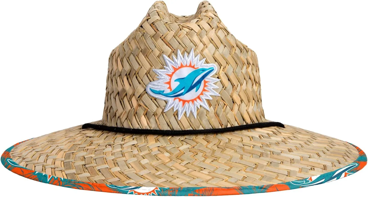FOCO Men's NFL Team Logo Floral Lifeguard Beach Straw Sun Hat