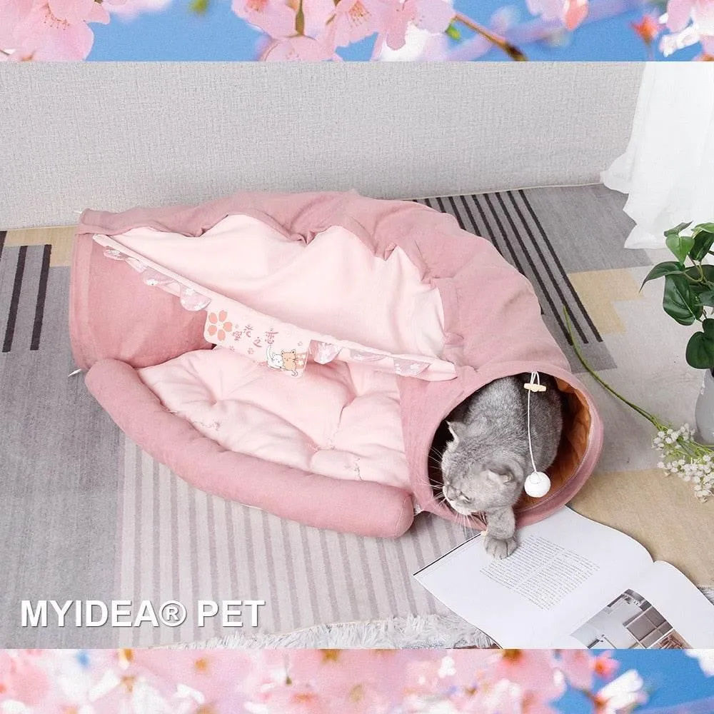 Foldable Pet Tunnel Bed - Cat Dog Playhouse