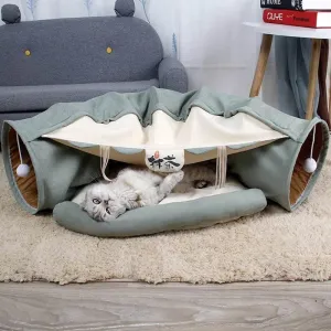 Foldable Pet Tunnel Bed - Cat Dog Playhouse