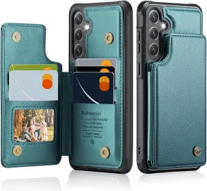 for Galaxy A16 5G Phone Case Wallet, Built-in Credit Card Holder (5 Cards), Pu Leather Magnetic Flip Flop with RFID for Men Women, Rugged Durable Kickstand Shockproof Case for Galaxy A16 5G (Green)