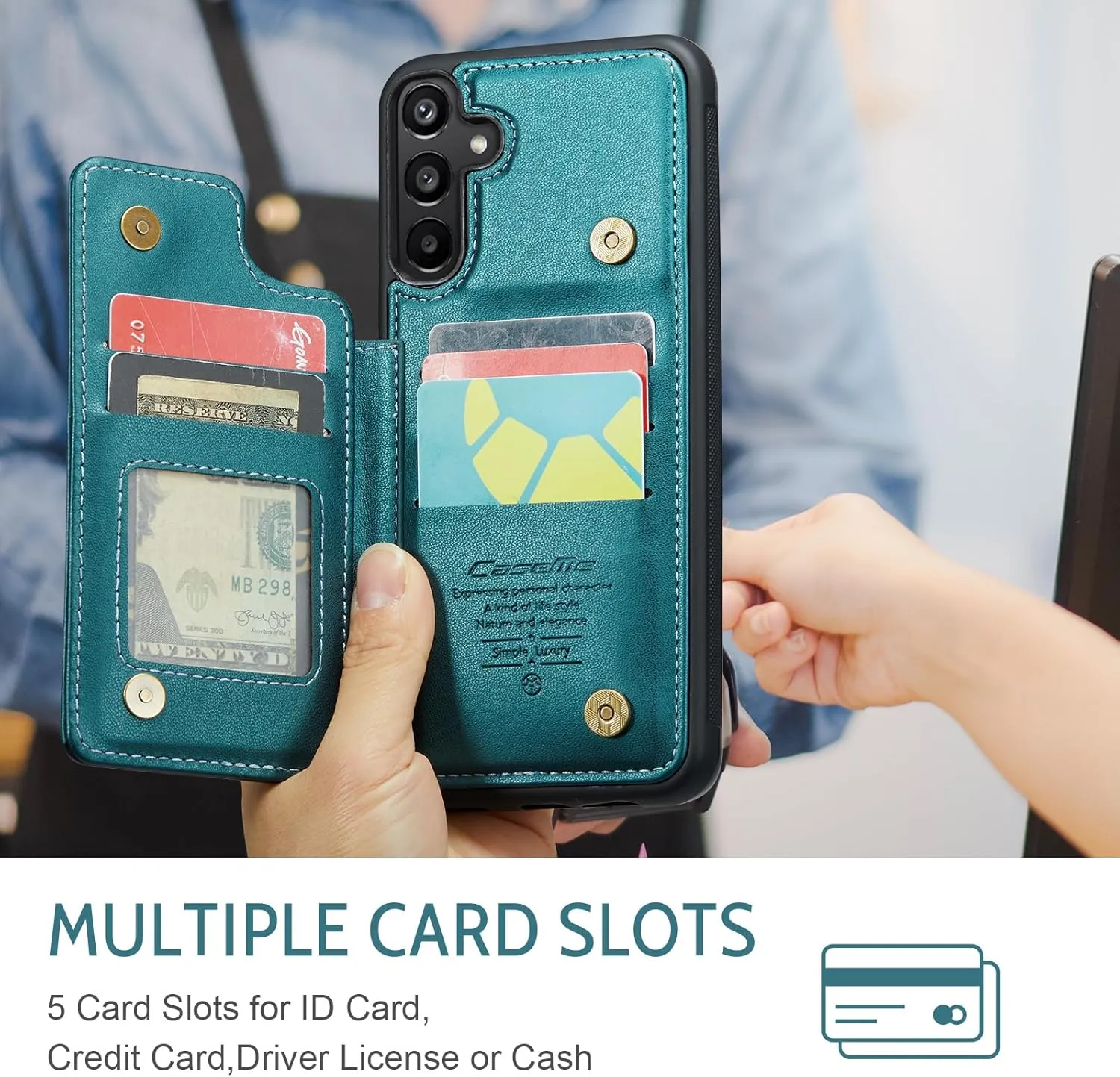 for Galaxy A16 5G Phone Case Wallet, Built-in Credit Card Holder (5 Cards), Pu Leather Magnetic Flip Flop with RFID for Men Women, Rugged Durable Kickstand Shockproof Case for Galaxy A16 5G (Green)