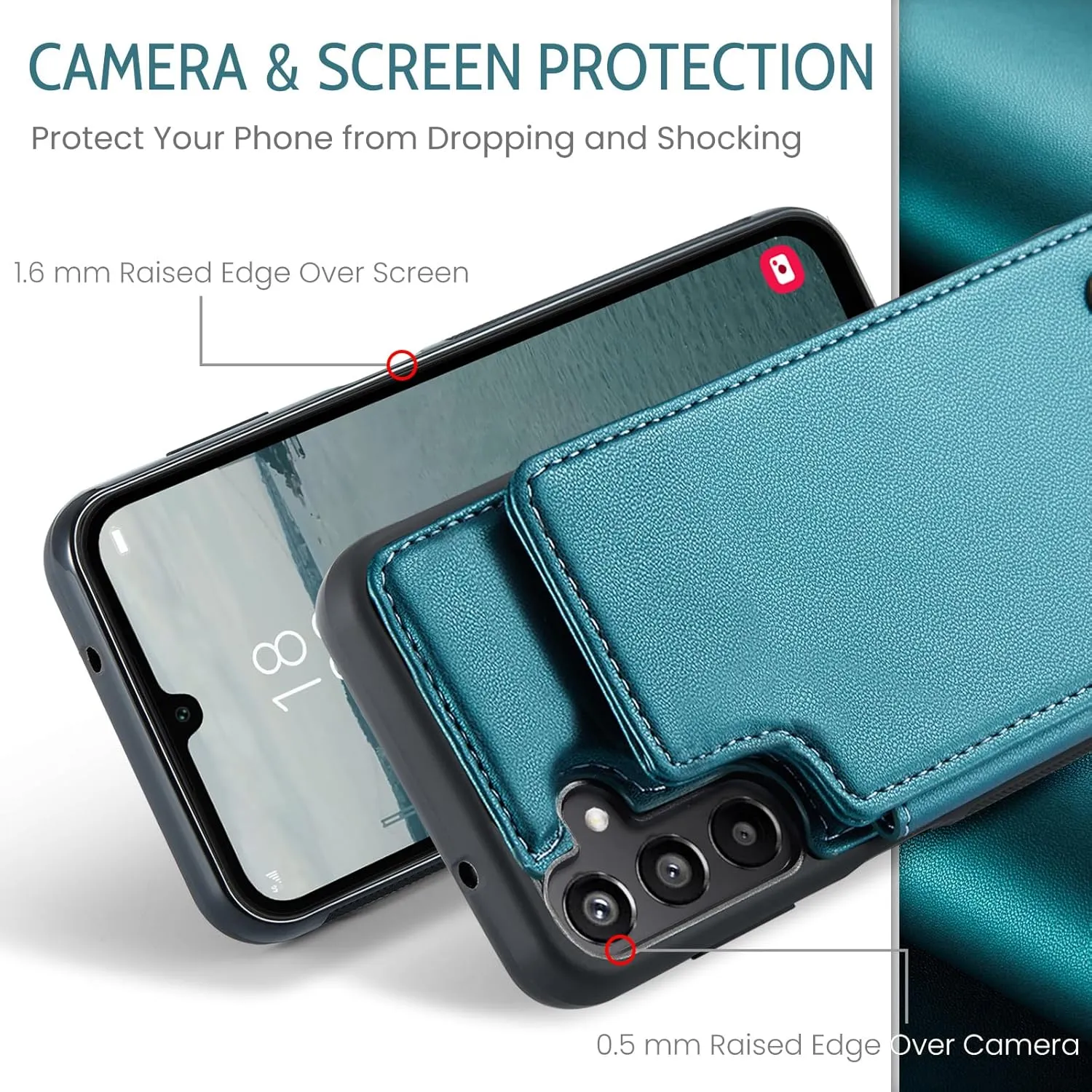 for Galaxy A16 5G Phone Case Wallet, Built-in Credit Card Holder (5 Cards), Pu Leather Magnetic Flip Flop with RFID for Men Women, Rugged Durable Kickstand Shockproof Case for Galaxy A16 5G (Green)