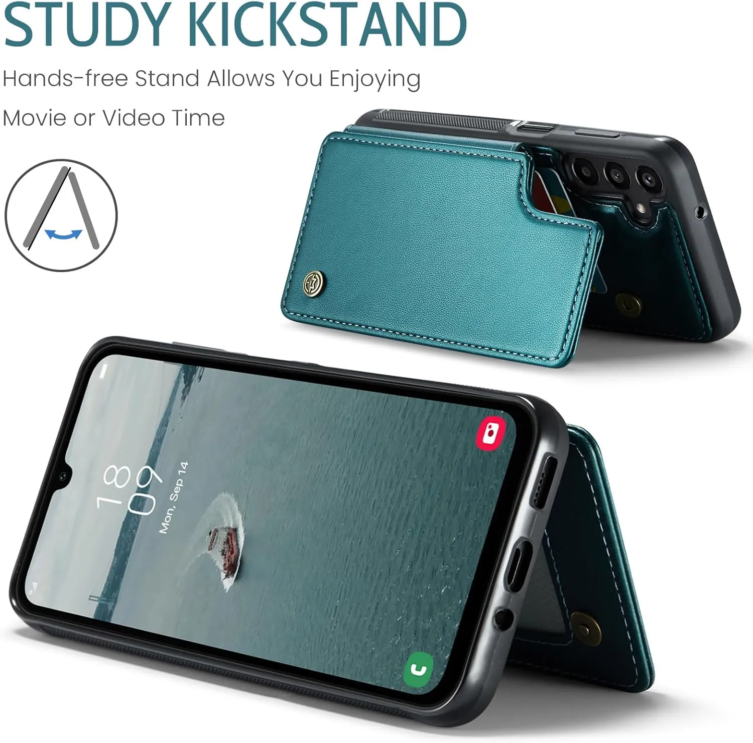 for Galaxy A16 5G Phone Case Wallet, Built-in Credit Card Holder (5 Cards), Pu Leather Magnetic Flip Flop with RFID for Men Women, Rugged Durable Kickstand Shockproof Case for Galaxy A16 5G (Green)