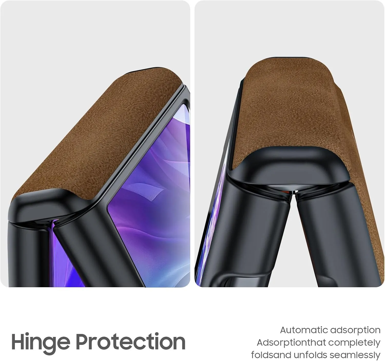 for Motorola razr  Plus 2024 Case/Razr  Plus 2025 Case Built-in Screen Protector& Hinge Protection & Ultra Thin PU Leather Matte PC Shockproof Phone Case for Moto Razr  2024/Razr  2025 (Brown)