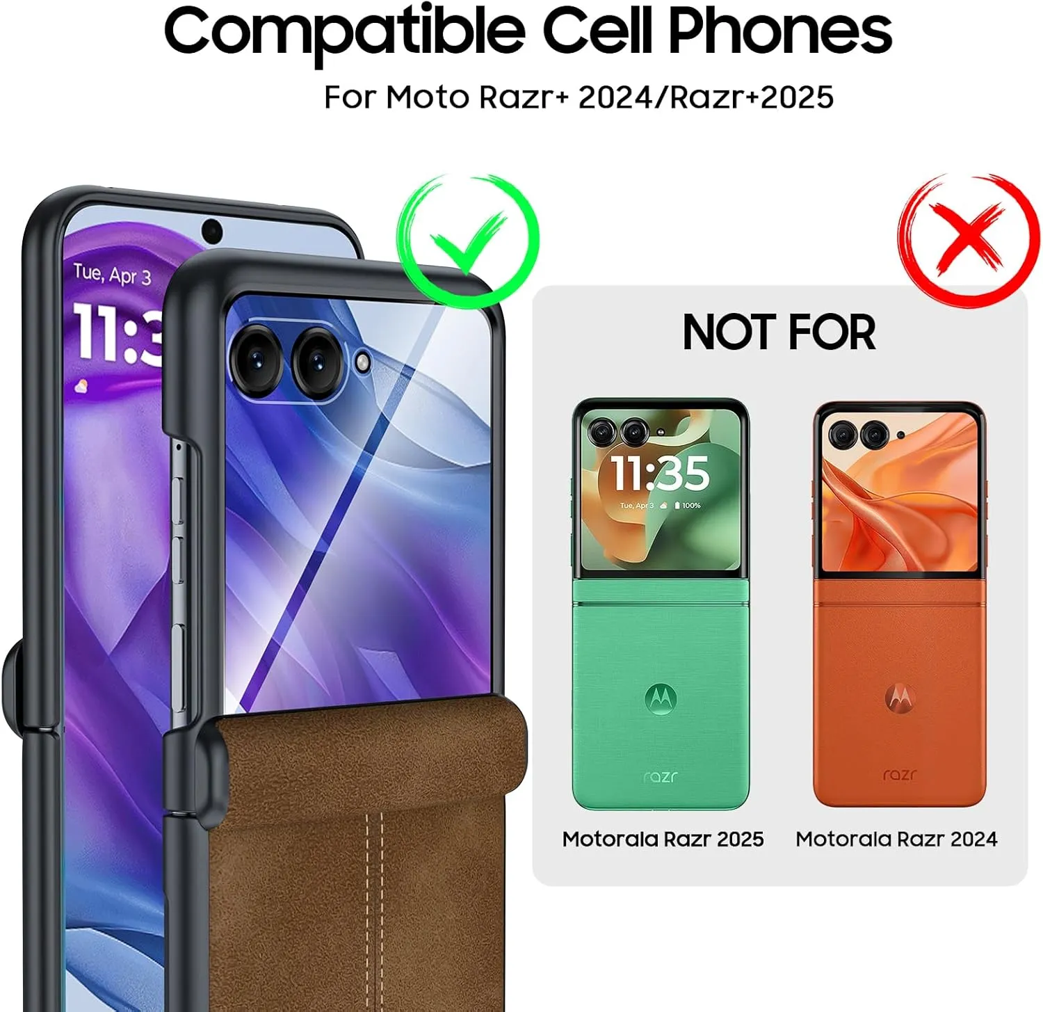 for Motorola razr  Plus 2024 Case/Razr  Plus 2025 Case Built-in Screen Protector& Hinge Protection & Ultra Thin PU Leather Matte PC Shockproof Phone Case for Moto Razr  2024/Razr  2025 (Brown)