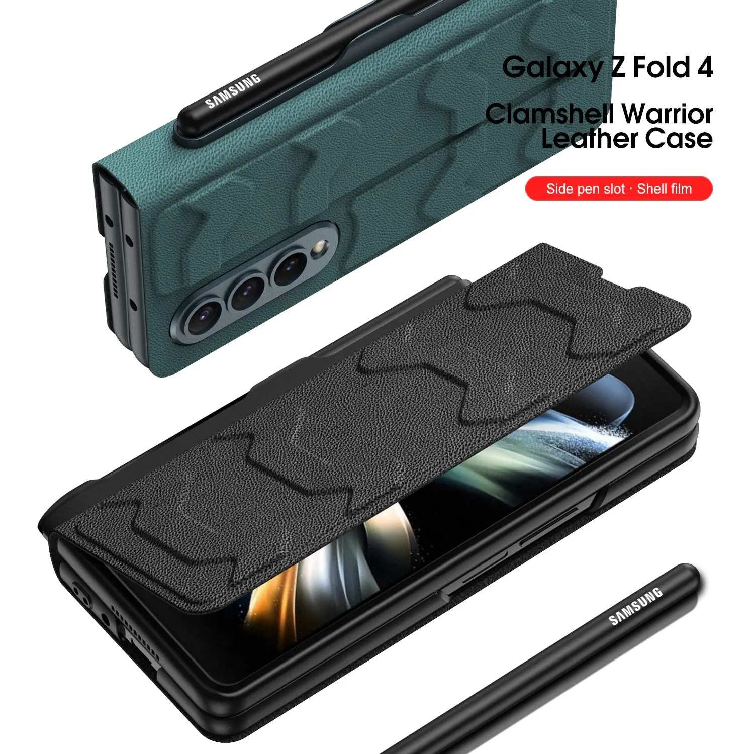 For Samsung Galaxy Z Fold 4 Card Case Leather Shockproof